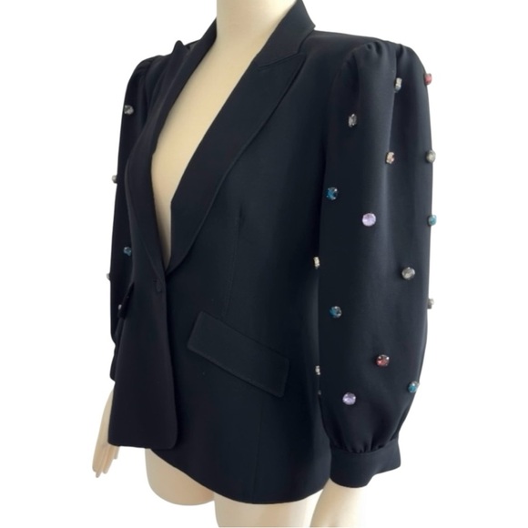 Cinq a Sept Amie Bejeweled 3/4” Puff Sleeve Tailored Fitted Blazer Size 4 NEW - Picture 14 of 15